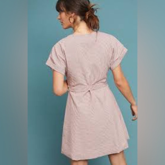 Striped V-Neck Button-Down Dress Anthropologie dRA - Picture 4 of 8